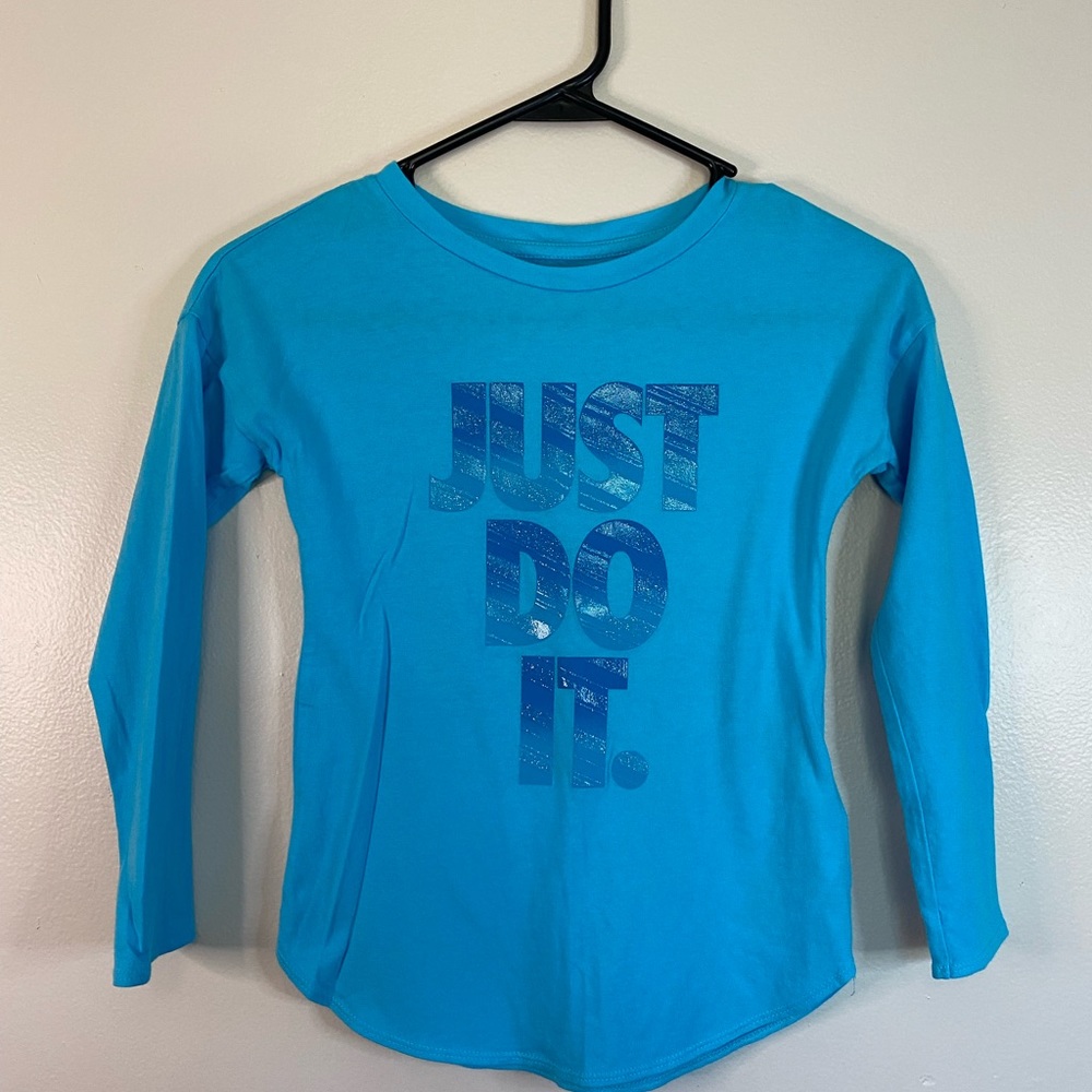 Nike blue long sleeve just do it too girls size 6x